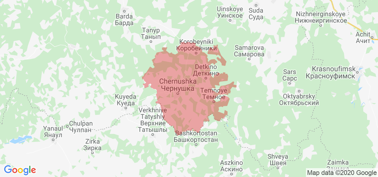 Изображение Чернушинского района Пермского края на карте