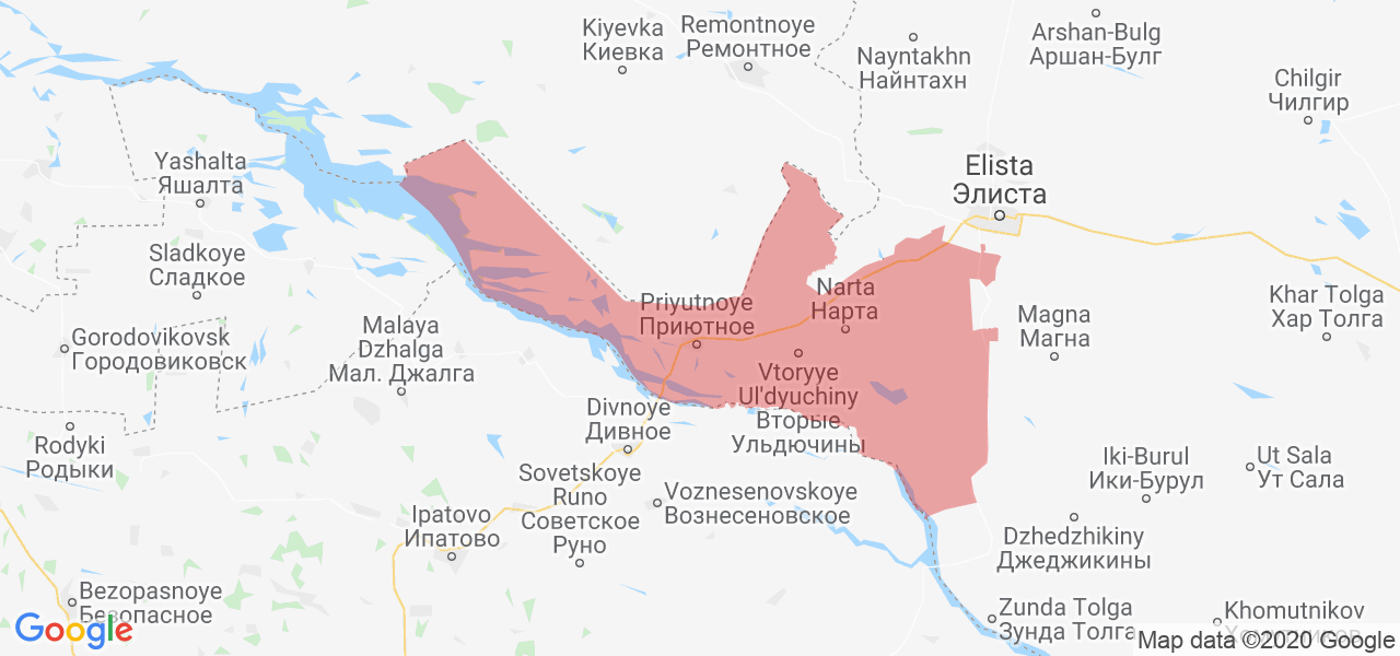 Изображение Приютненского района Республики Калмыкия на карте