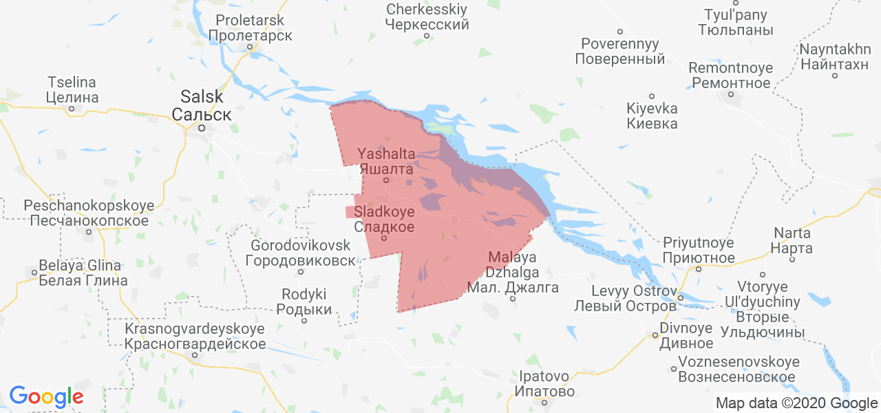 Изображение Яшалтинского района Республики Калмыкия на карте