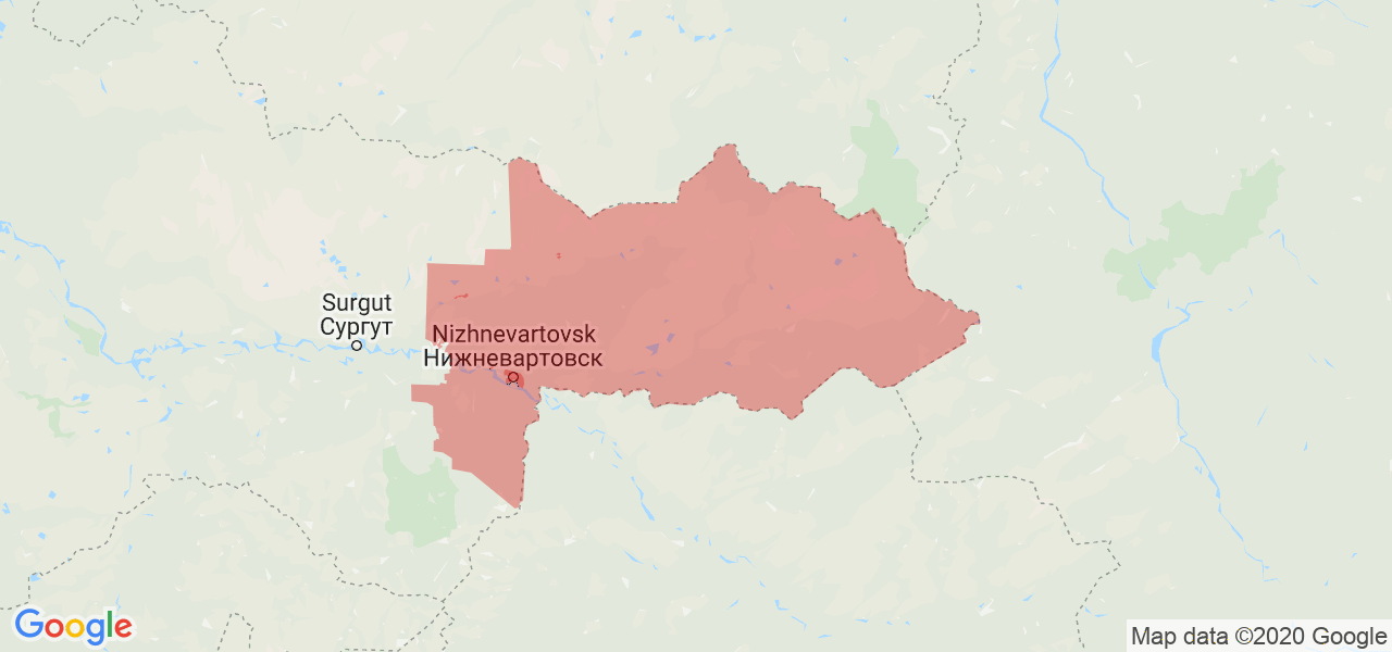 Изображение Нижневартовского района Ханты-Мансийского Автономного округа на карте