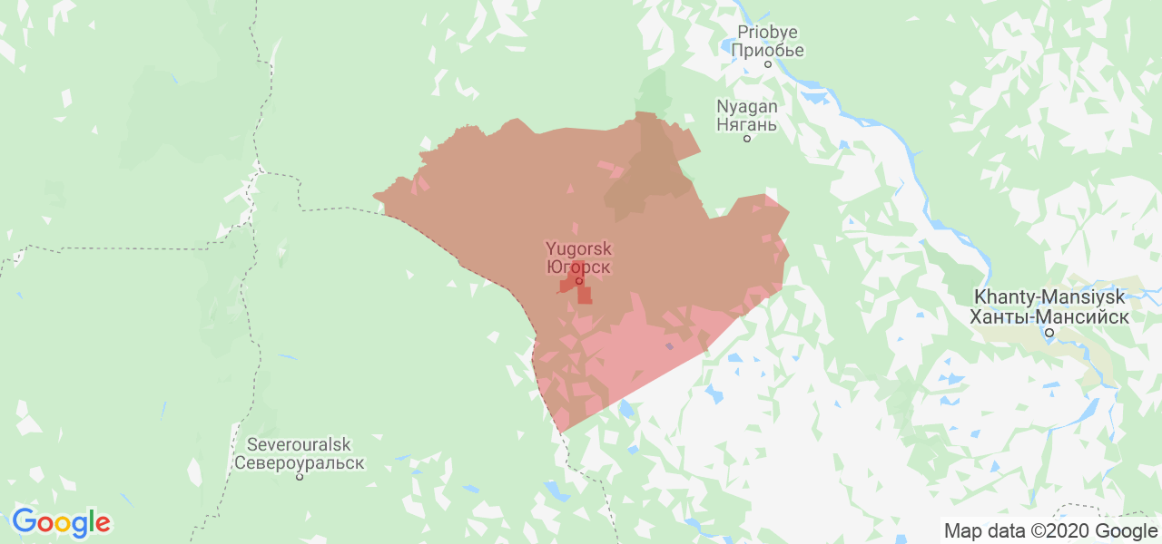Изображение Советского района Ханты-Мансийского Автономного округа на карте