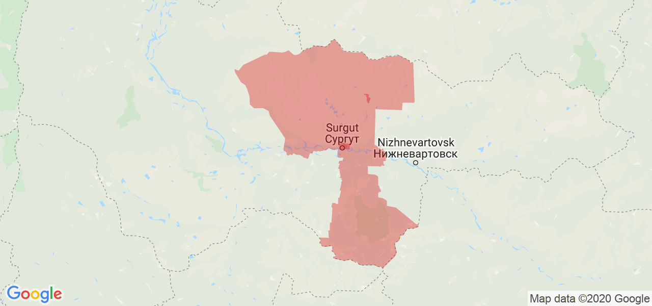 Изображение Сургутского района Ханты-Мансийского Автономного округа на карте