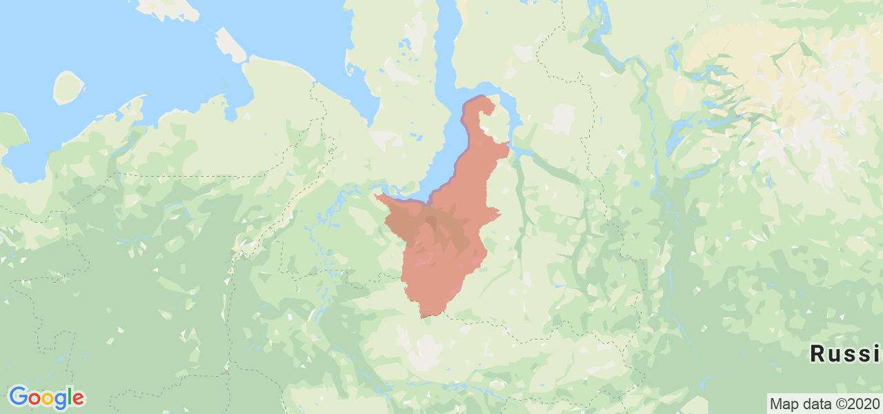 Изображение Надымского района Ямало-Ненецкого Автономного округа на карте