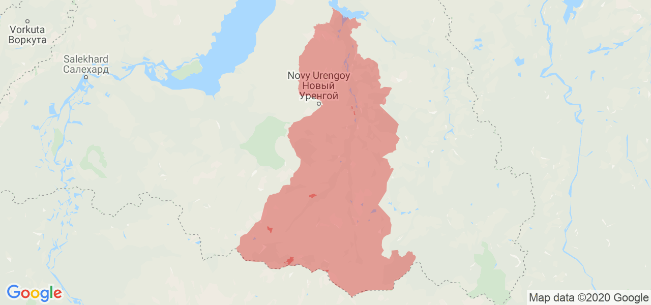 Изображение Пуровского района Ямало-Ненецкого Автономного округа на карте