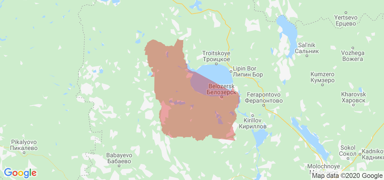 Изображение Белозерского района Вологодской области на карте