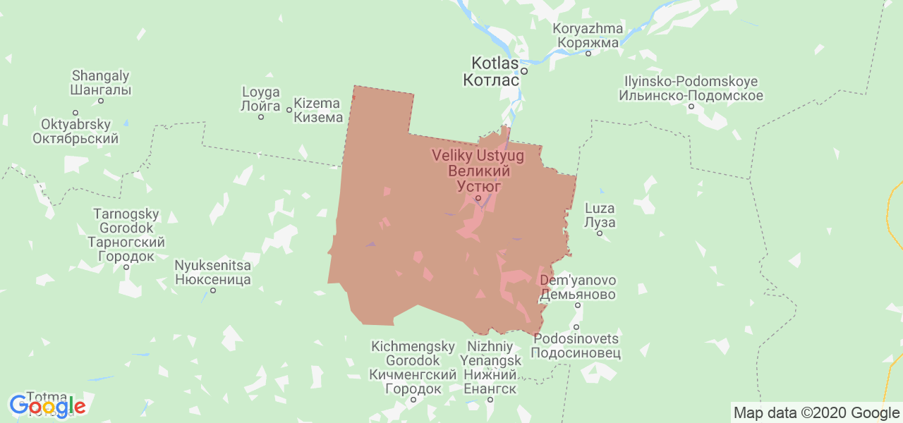 Изображение Великоустюгского района Вологодской области на карте