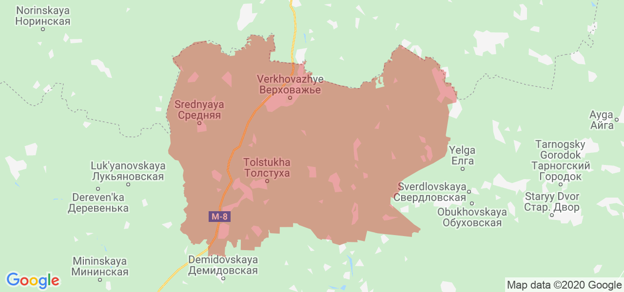 Изображение Верховажского района Вологодской области на карте