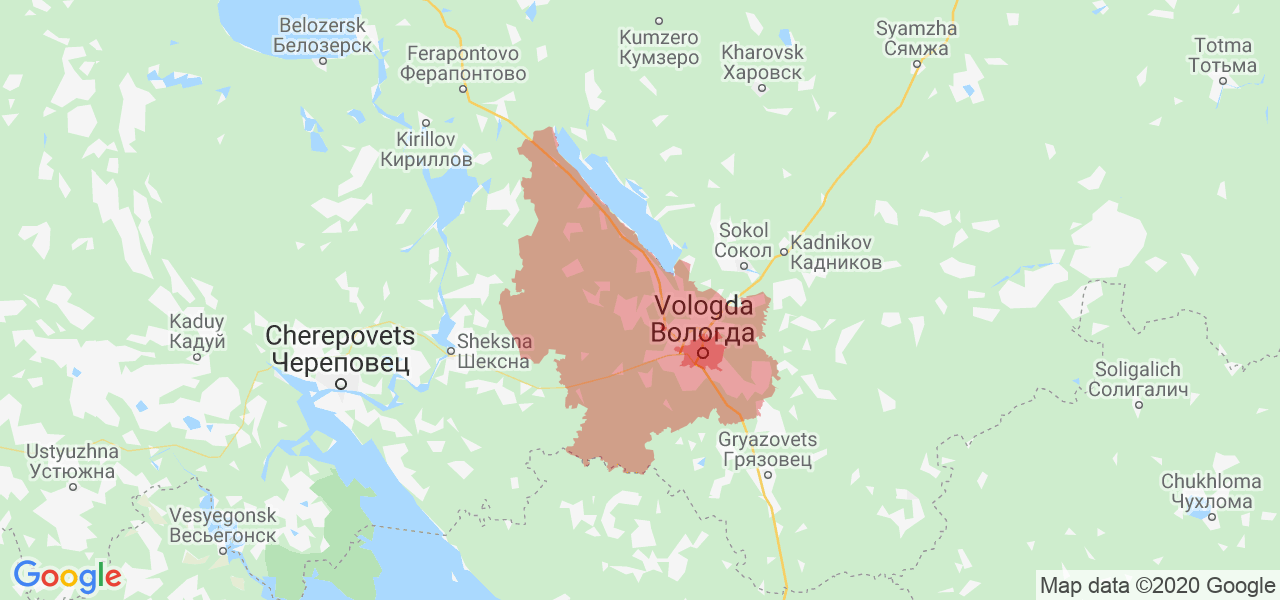 Изображение Вологодского района Вологодской области на карте
