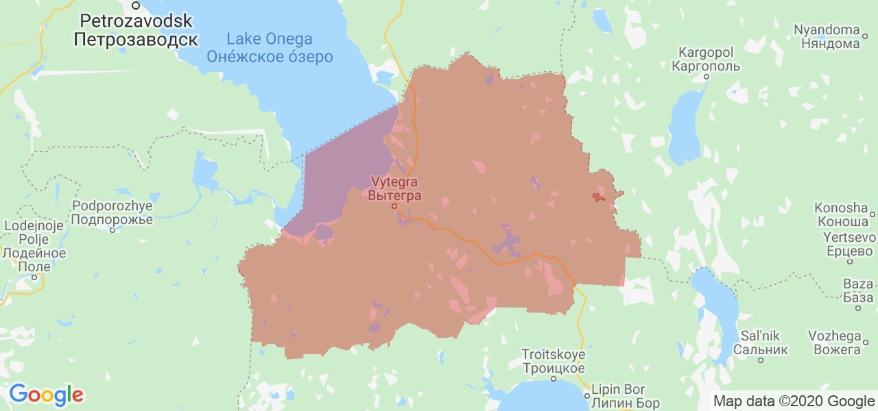 Изображение Вытегорского района Вологодской области на карте