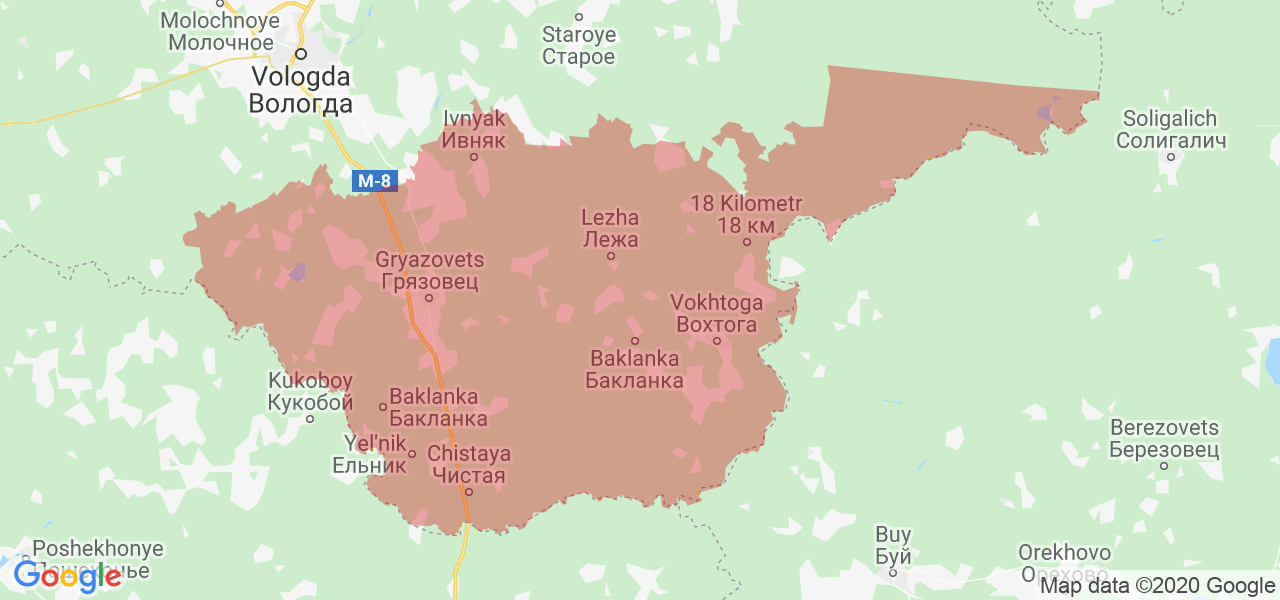 Изображение Грязовецкого района Вологодской области на карте
