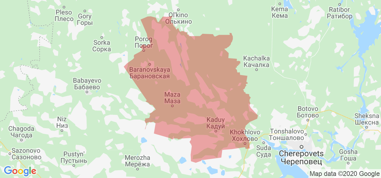 Изображение Кадуйского района Вологодской области на карте