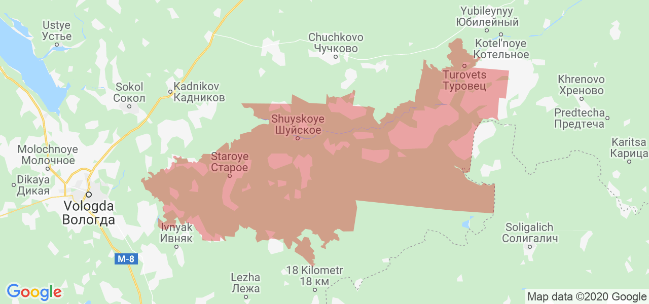Изображение Междуреченского района Вологодской области на карте
