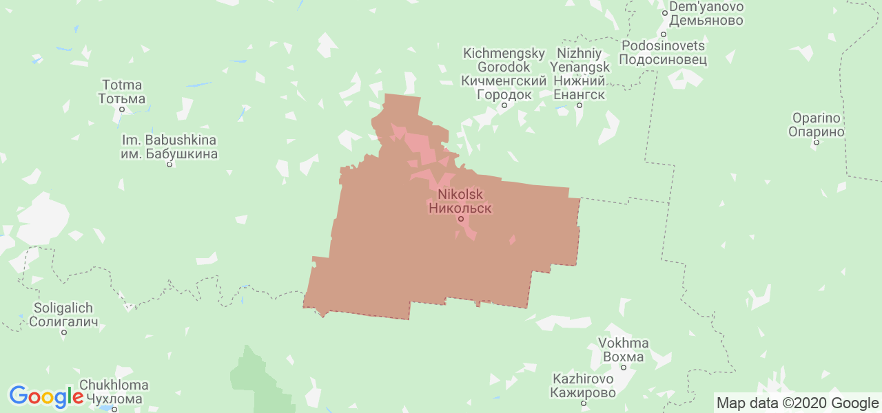 Изображение Никольского района Вологодской области на карте