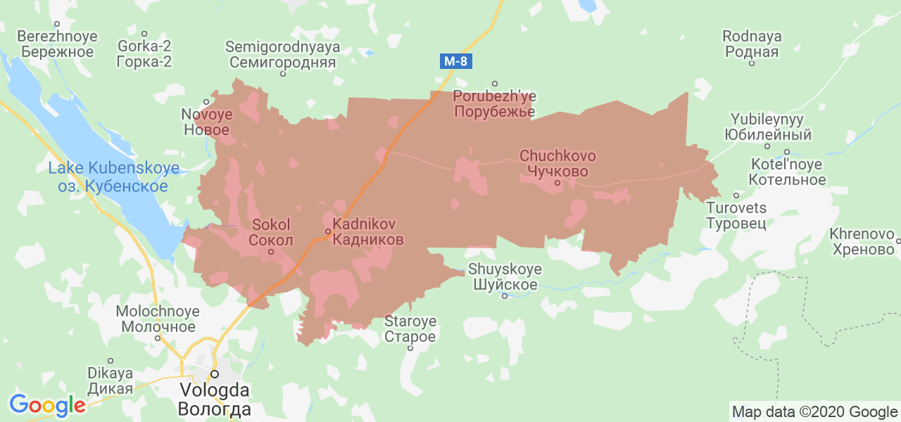 Изображение Сокольского района Вологодской области на карте