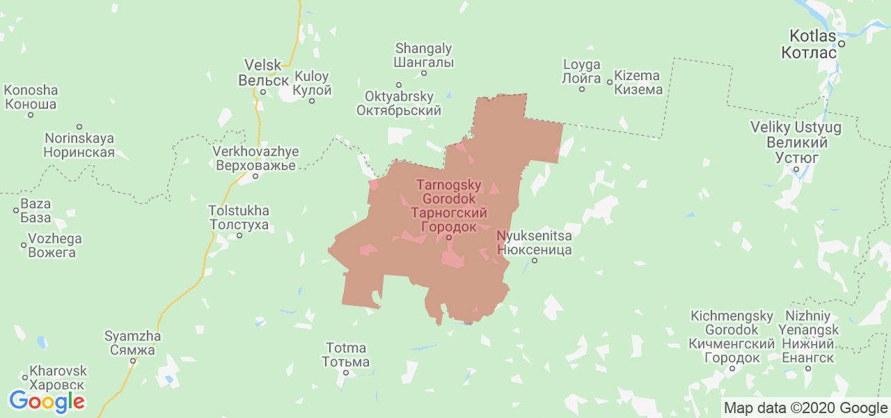Изображение Тарногского района Вологодской области на карте