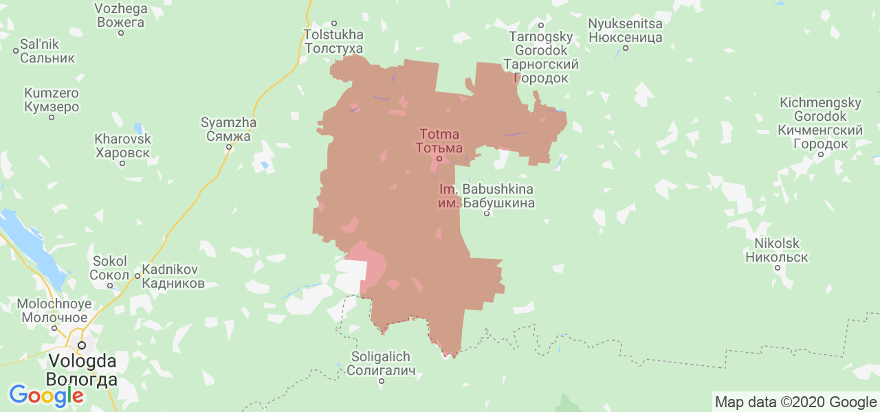 Изображение Тотемского района Вологодской области на карте