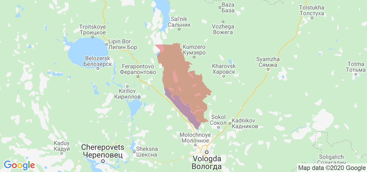 Изображение Усть-Кубинского района Вологодской области на карте