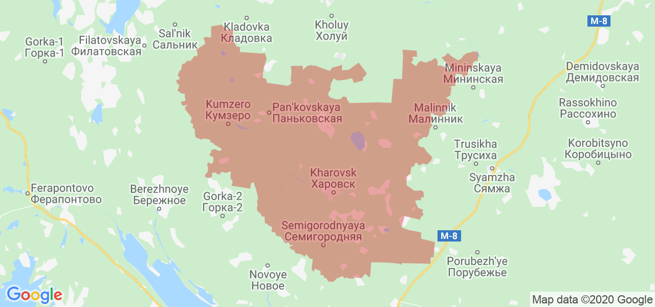 Изображение Харовского района Вологодской области на карте