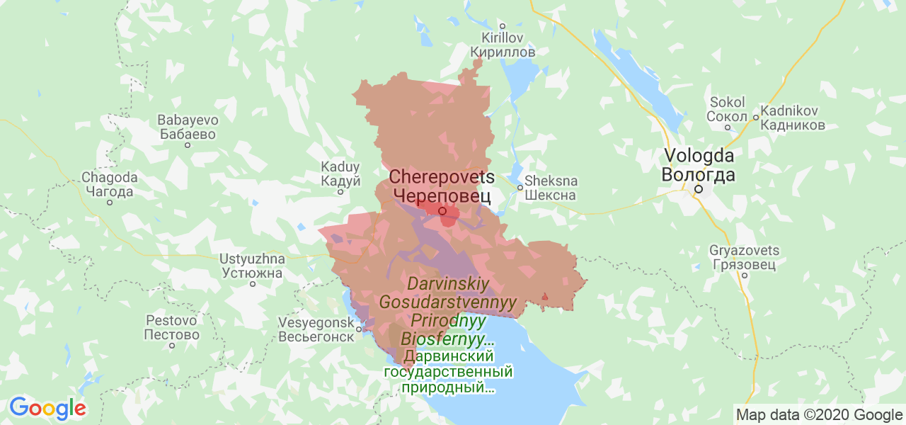 Изображение Череповецкого района Вологодской области на карте