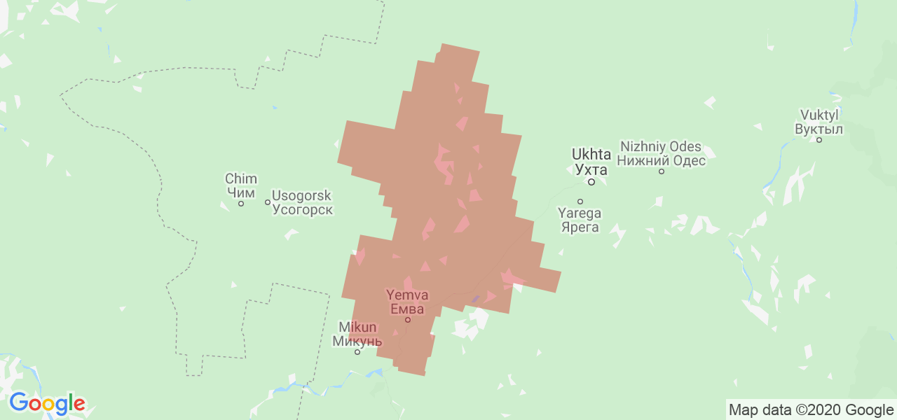 Изображение Княжпогостского района Республики Коми на карте