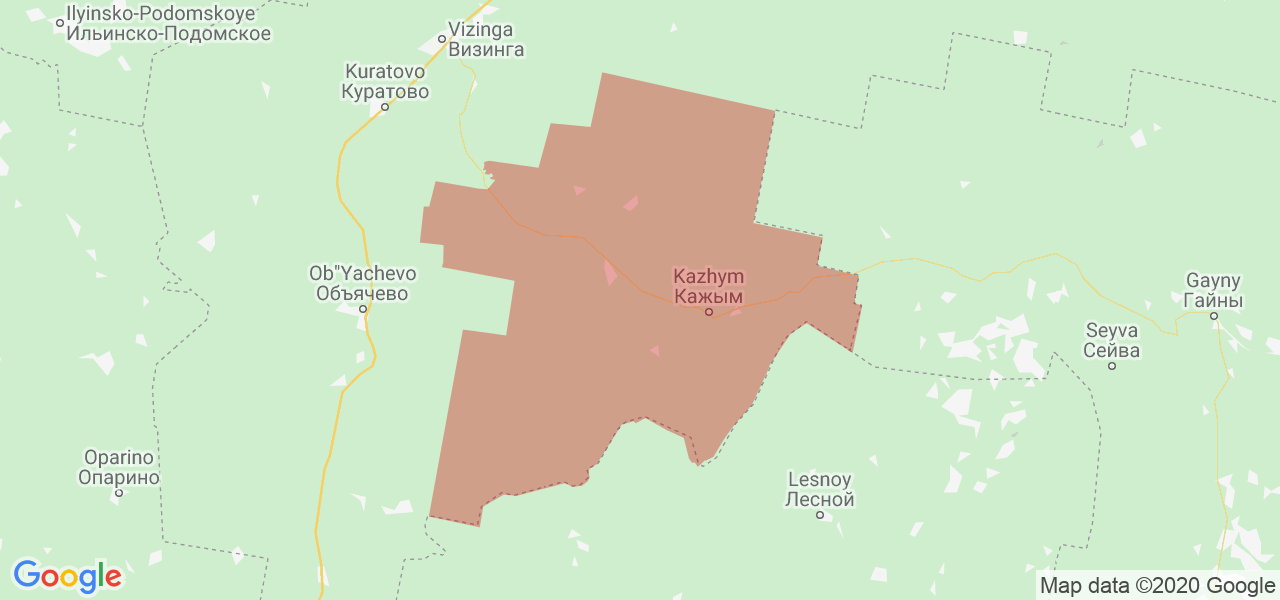 Изображение Койгородского района Республики Коми на карте