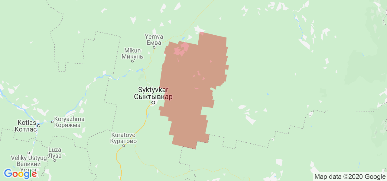 Изображение Корткеросского района Республики Коми на карте
