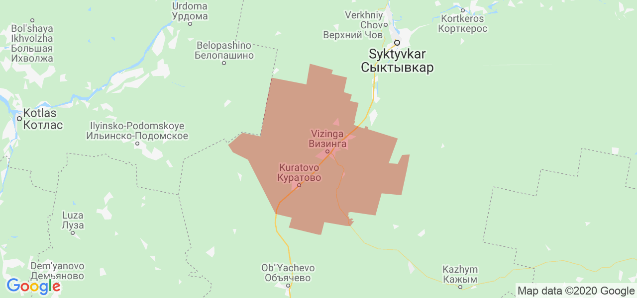 Изображение Сысольского района Республики Коми на карте