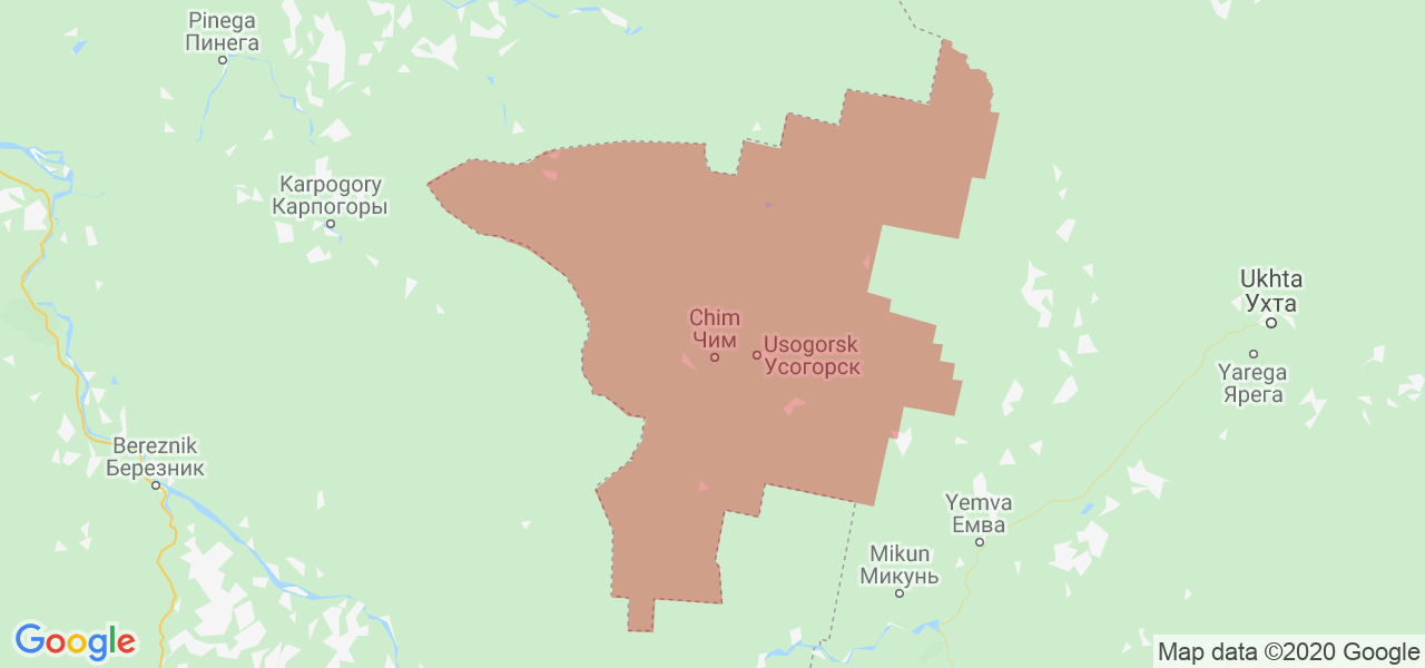 Изображение Удорского района Республики Коми на карте