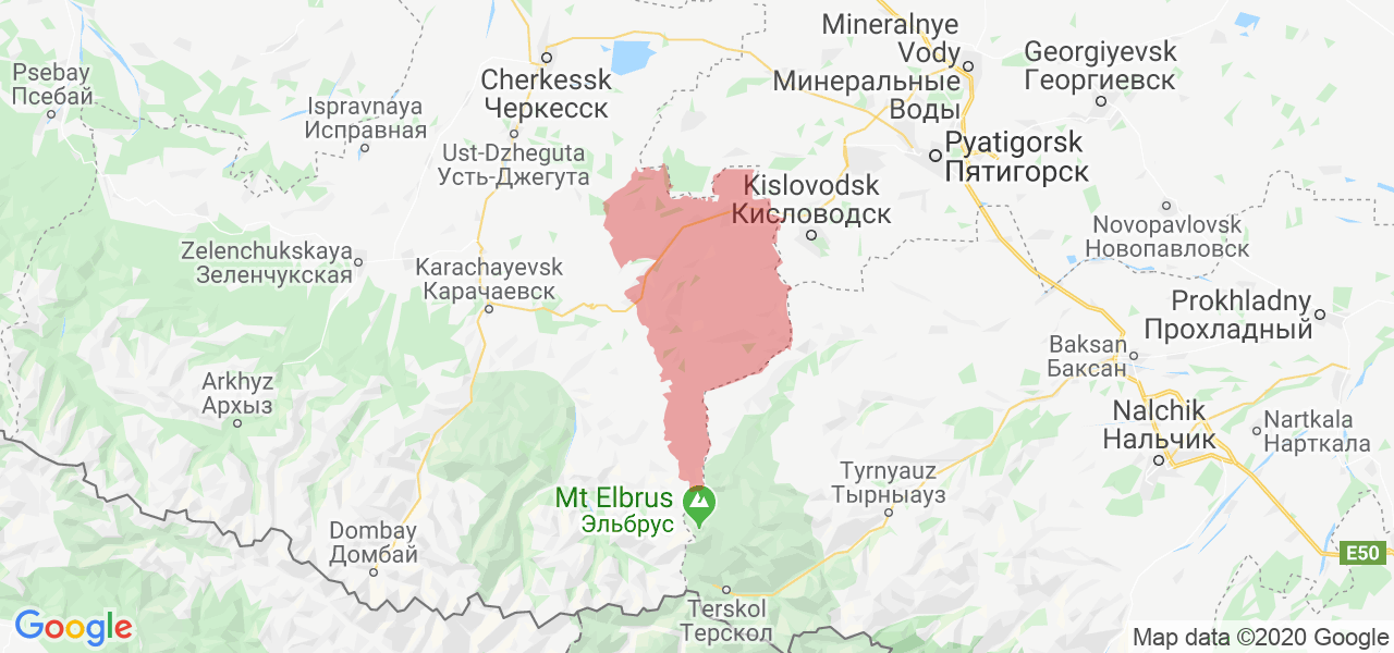 Изображение Малокарачаевского района Карачаево-Черкесской республики на карте