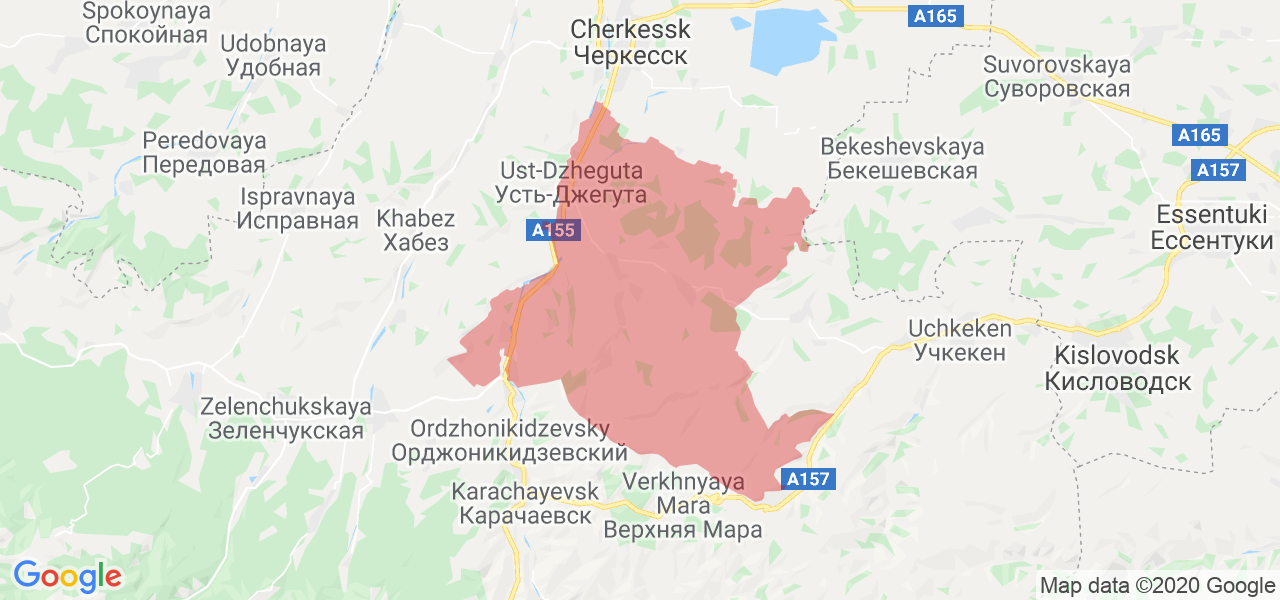 Изображение Усть-Джегутинского района Карачаево-Черкесской республики на карте