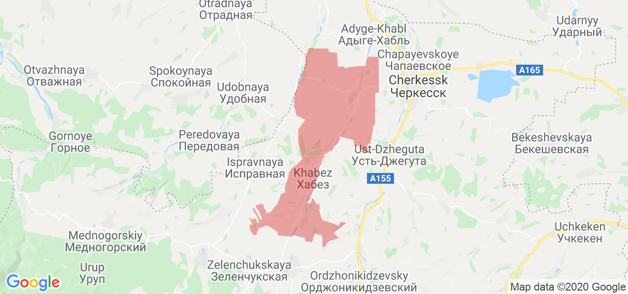 Изображение Хабезского района Карачаево-Черкесской республики на карте