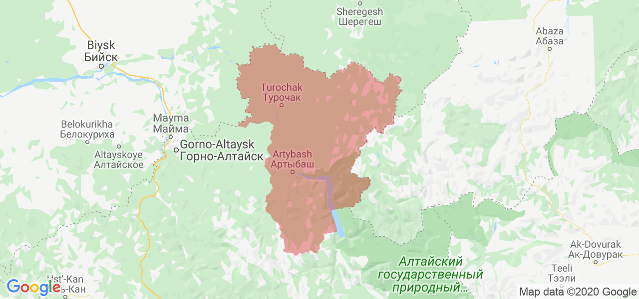 Изображение Турочакского района Республики Алтай на карте