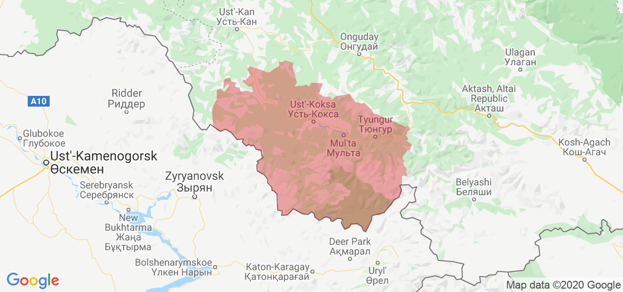 Изображение Усть-Коксинского района Республики Алтай на карте