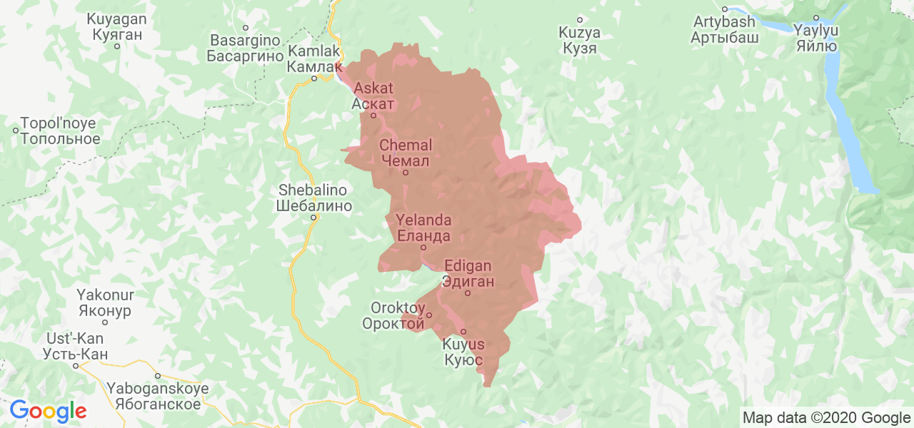 Изображение Чемальского района Республики Алтай на карте