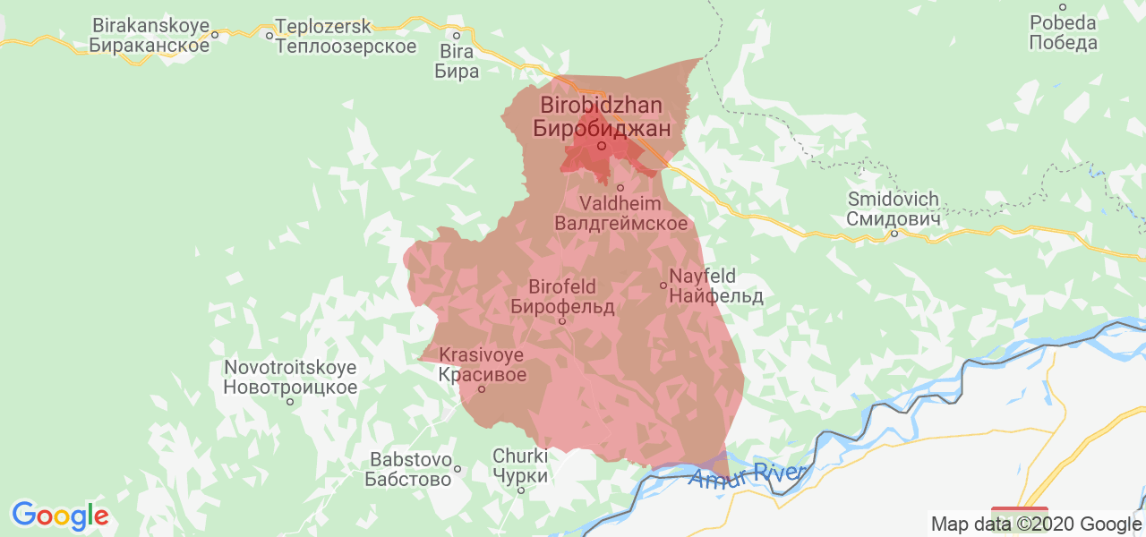Изображение Биробиджанского района Еврейской автономной области на карте