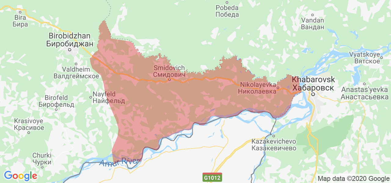 Изображение Смидовичского района Еврейской автономной области на карте