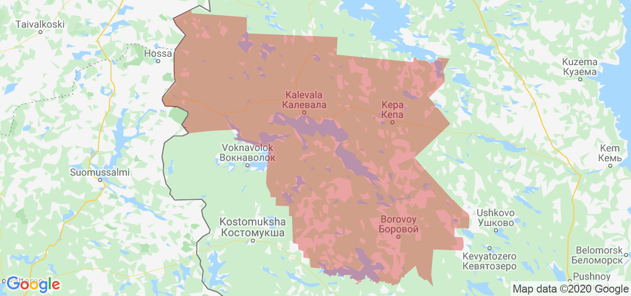 Изображение Калевальского района Республики Карелия на карте
