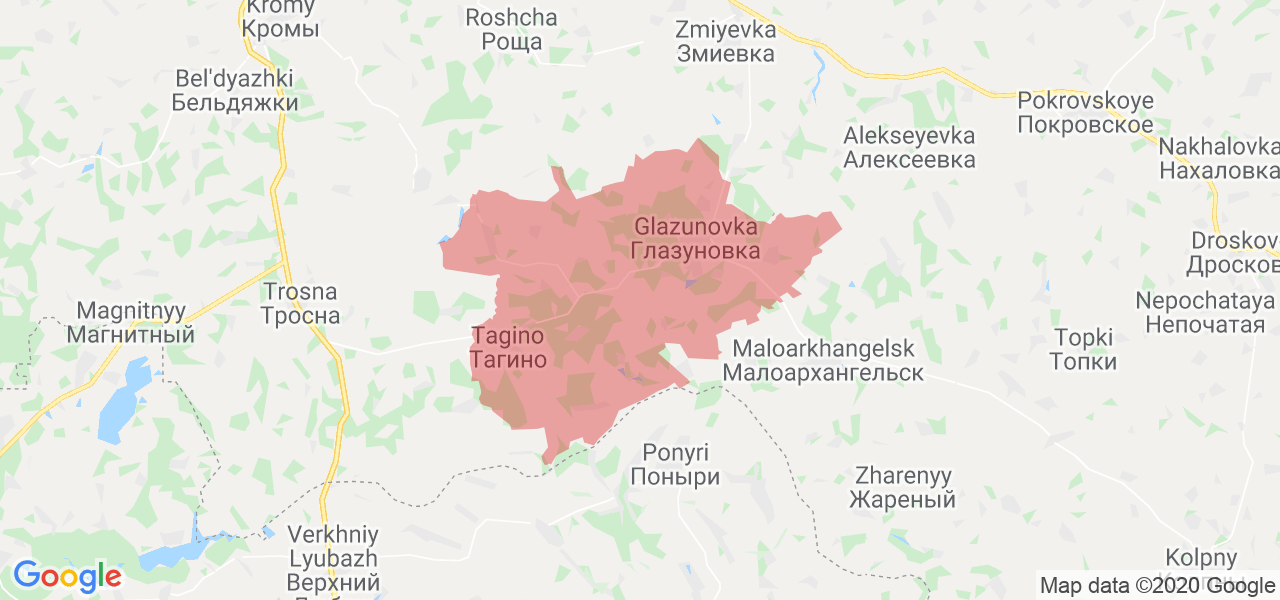 Изображение Глазуновского района Орловской области на карте