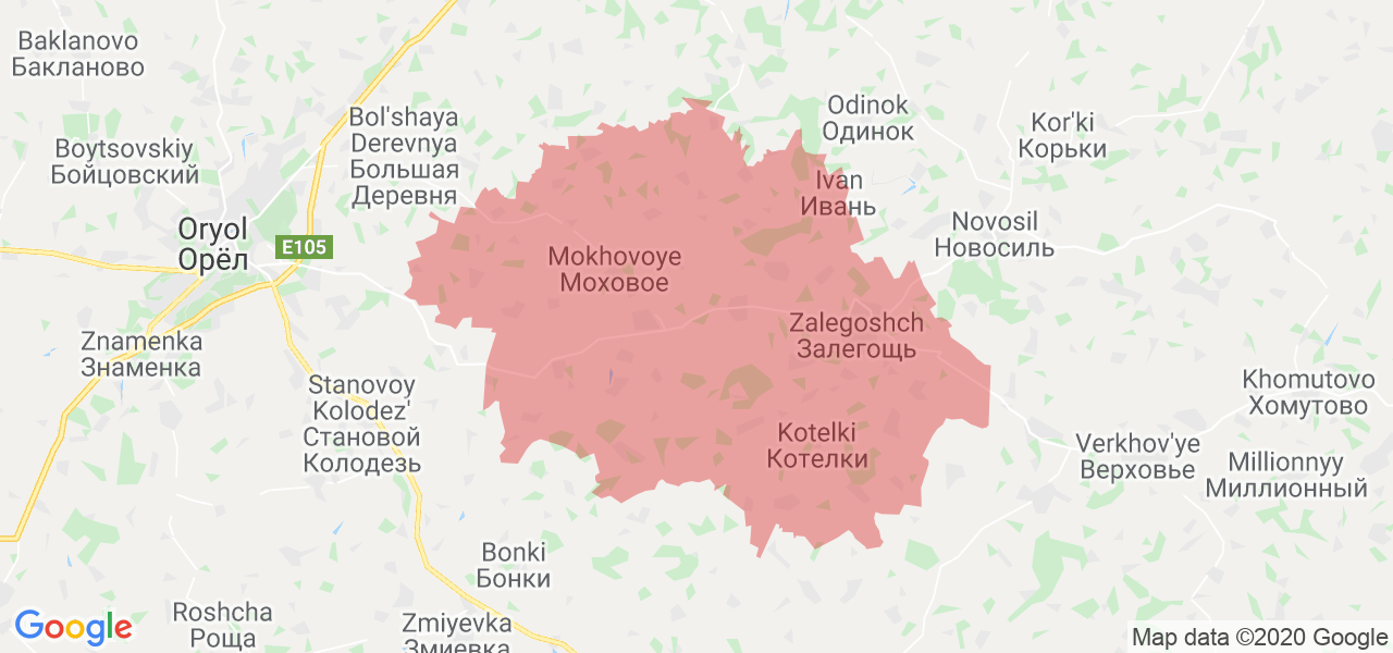 Изображение Залегощенского района Орловской области на карте