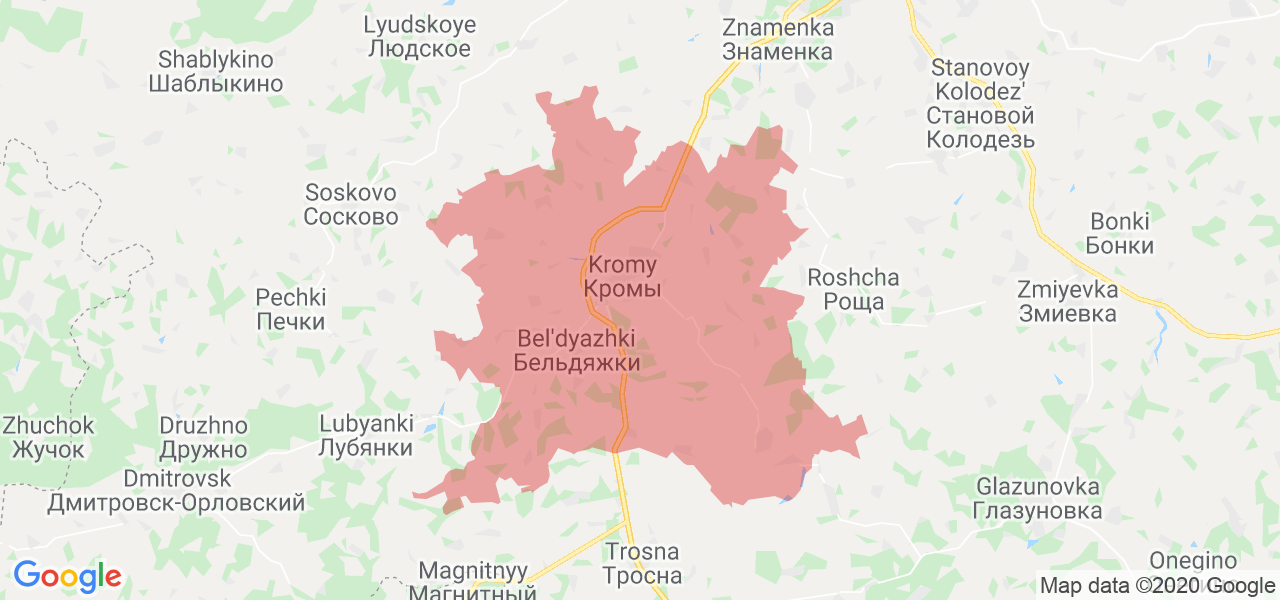 Изображение Кромского района Орловской области на карте