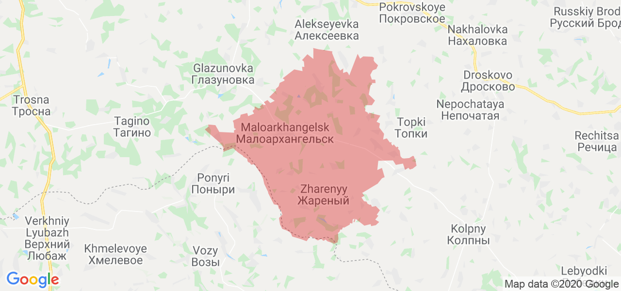 Изображение Малоархангельского района Орловской области на карте