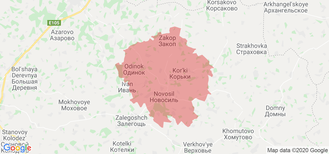 Изображение Новосильского района Орловской области на карте