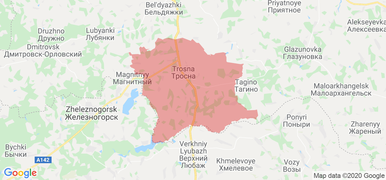 Изображение Троснянского района Орловской области на карте