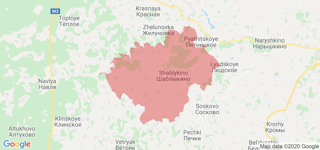 Изображение Шаблыкинского района Орловской области на карте