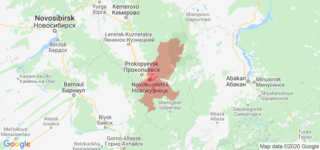 Изображение Новокузнецкого района Кемеровской области на карте
