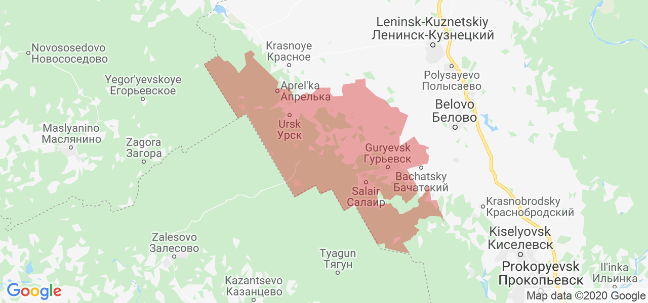Изображение Гурьевского района Кемеровской области на карте