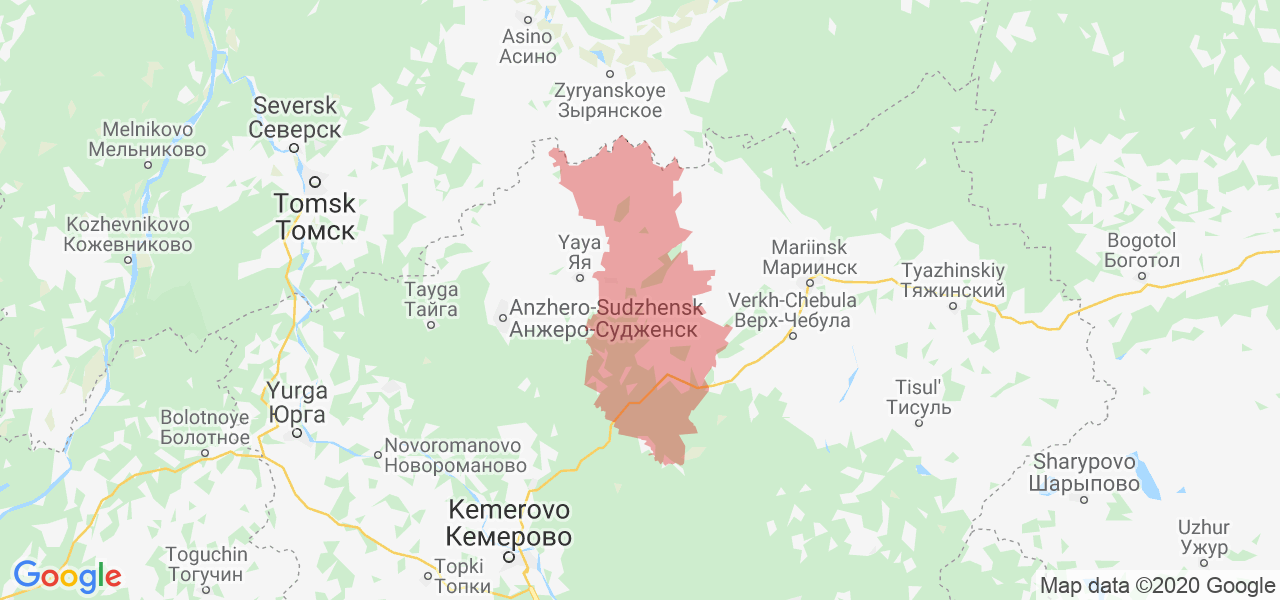 Изображение Ижморского района Кемеровской области на карте