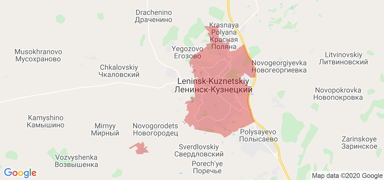 Изображение Ленинск-Кузнецкого района Кемеровской области на карте