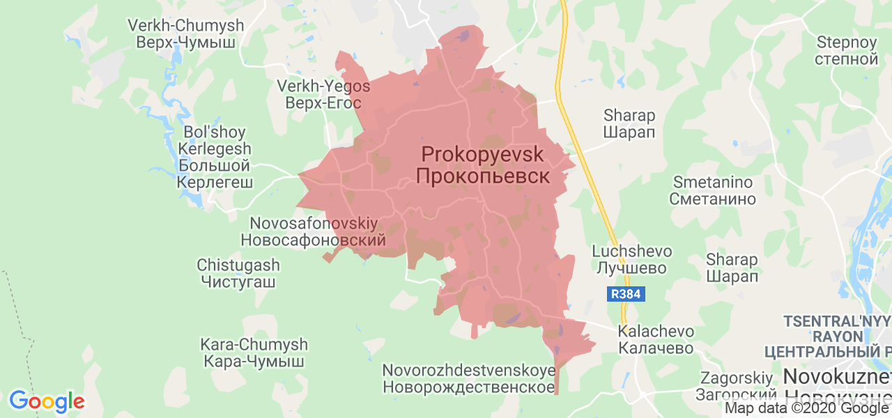 Изображение Прокопьевского района Кемеровской области на карте