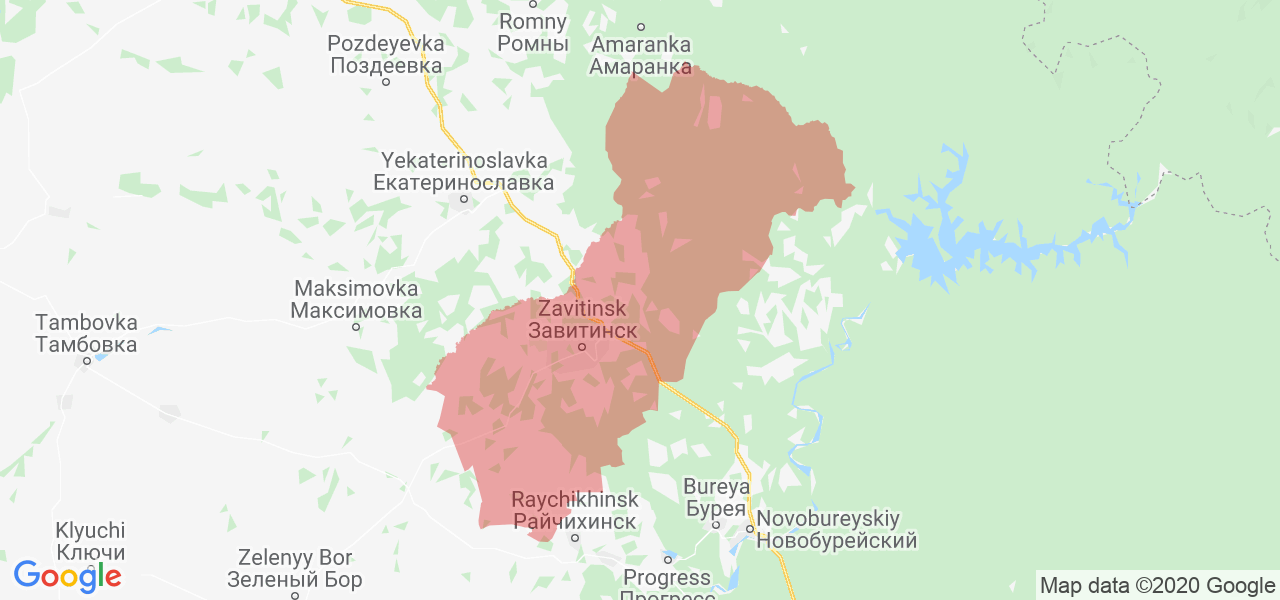 Изображение Завитинского района Амурской области на карте
